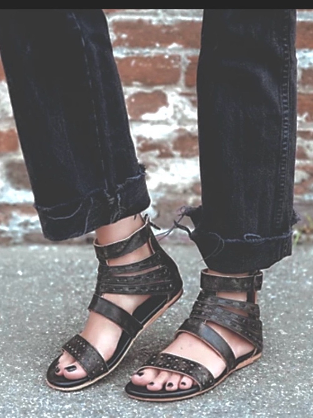 BED STU “Artemis” Strappy Leather Back-Zip Sandals - Size 10